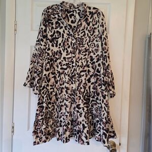 Leopard Print Button-Up Dress